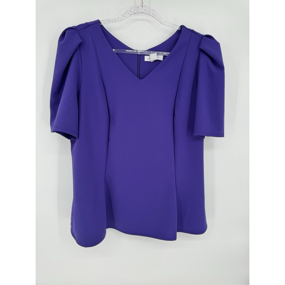 Liz Claiborne Blouse Rich Violet Purple Short Sleeve Top Womens Sz OX‎ Org $45
